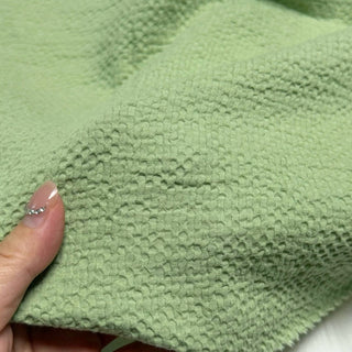 Japanese Fashion Designer Solid Green Stretch Cotton Seersucker DS296112
