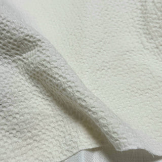 Japanese Fashion Designer Solid Off-White Stretch Cotton Seersucker DS296113