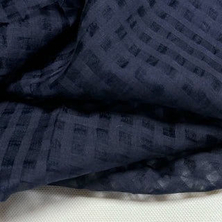Japanese Fashion Designer Gingham Blue Non-Stretch Mulberry Silk Cotton Blended Plain Woven DS296116 -12 Momme