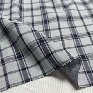Japanese Designer Plaid Gray Non-Stretch Cotton Double Gauze DS296118