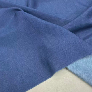 Japanese Fashion Designer Solid Blue Non-Stretch Mulberry Silk Cotton Blended Plain Woven DS29612 -18 Momme