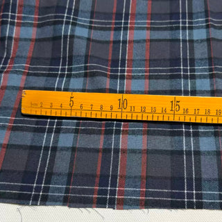 Japanese Designer Plaid Blue Non-Stretch Peached Cotton Flannel DS296120