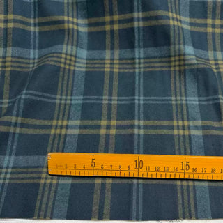 Japanese Designer Plaid Green Non-Stretch Peached Cotton Flannel DS296121