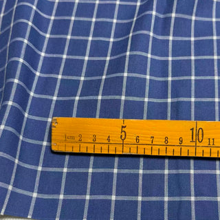 Japanese Designer Windowpane Blue Non-Stretch Cotton Double Gauze DS296122
