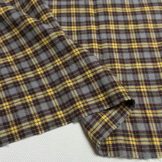 Korean Designer Plaid Yellow Non-Stretch Peached Cotton Flannel DS296123