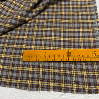 Korean Designer Plaid Yellow Non-Stretch Peached Cotton Flannel DS296123