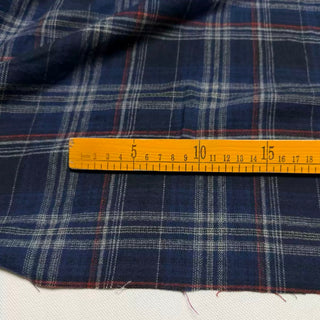 Korean Designer Plaid Blue Non-Stretch Peached Cotton Flannel DS296124