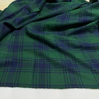 Korean Designer Plaid Green Non-Stretch Peached Cotton Flannel DS296125