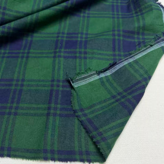 Korean Designer Plaid Green Non-Stretch Peached Cotton Flannel DS296125