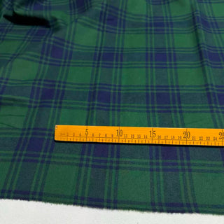 Korean Designer Plaid Green Non-Stretch Peached Cotton Flannel DS296125