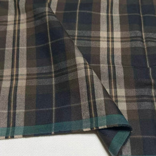 Japanese Designer Plaid Brown Stretch Peached Cotton Elastane Blended Flannel DS296127