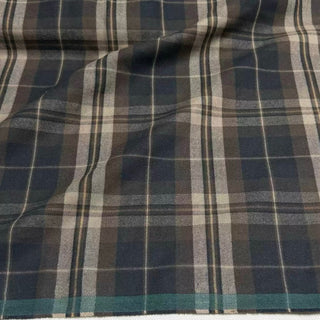 Japanese Designer Plaid Brown Stretch Peached Cotton Elastane Blended Flannel DS296127