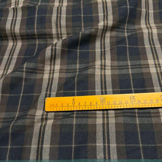 Japanese Designer Plaid Brown Stretch Peached Cotton Elastane Blended Flannel DS296127
