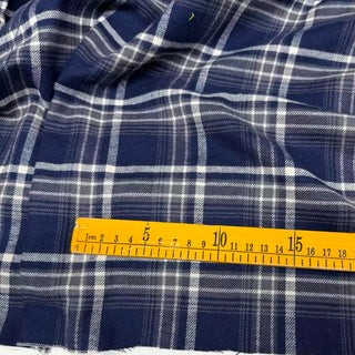Korean Designer Plaid Blue Non-Stretch Peached Cotton Flannel DS296129