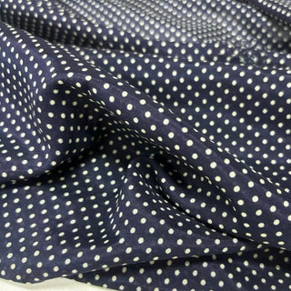 Japanese Fashion Designer Polka Dot Blue Non-Stretch Mulberry Silk Cotton Blended Plain Woven DS29613 -16 Momme
