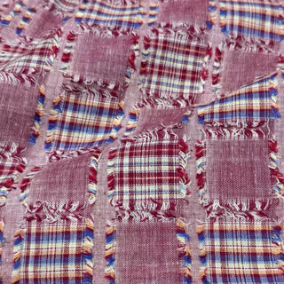 Korean Designer Plaid Red Non-Stretch Cotton Dobby Jacquard DS296130