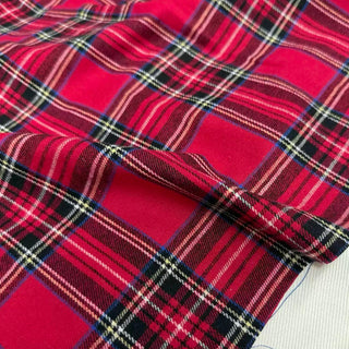 Korean Designer Plaid Red Non-Stretch Peached Cotton Flannel DS296131