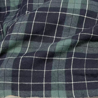 Korean Designer Plaid Green Non-Stretch Peached Cotton Flannel DS296133