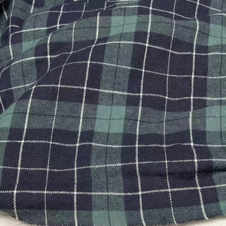 Korean Designer Plaid Green Non-Stretch Peached Cotton Flannel DS296133
