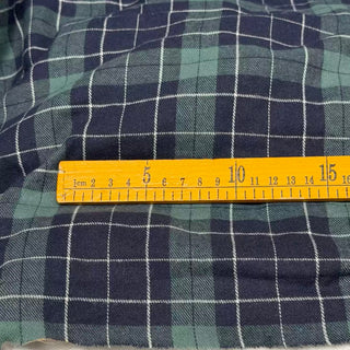 Korean Designer Plaid Green Non-Stretch Peached Cotton Flannel DS296133
