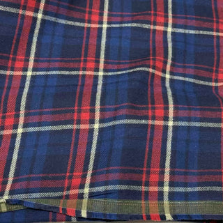 Korean Designer Plaid Blue Non-Stretch Peached Cotton Flannel DS296135