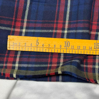 Korean Designer Plaid Blue Non-Stretch Peached Cotton Flannel DS296135