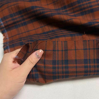 Japanese Designer Plaid Orange Non-Stretch Peached Cotton Flannel DS296136