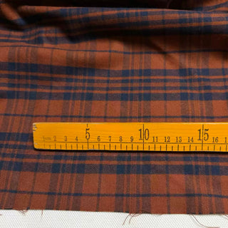 Japanese Designer Plaid Orange Non-Stretch Peached Cotton Flannel DS296136