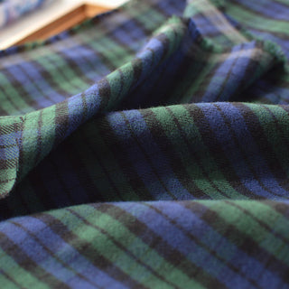 British Designer Plaid Green Non-Stretch Peached Cotton Flannel DS296137