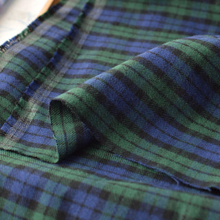 British Designer Plaid Green Non-Stretch Peached Cotton Flannel DS296137