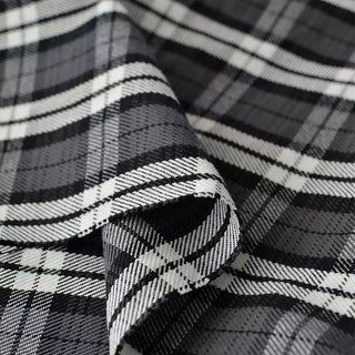 British Designer Plaid Gray Non-Stretch Peached / Washed Cotton Flannel DS296138
