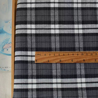 British Designer Plaid Gray Non-Stretch Peached / Washed Cotton Flannel DS296138