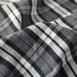 British Designer Plaid Gray Non-Stretch Peached / Washed Cotton Flannel DS296138