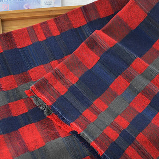 British Designer Plaid Red Non-Stretch Peached Cotton Flannel DS296139