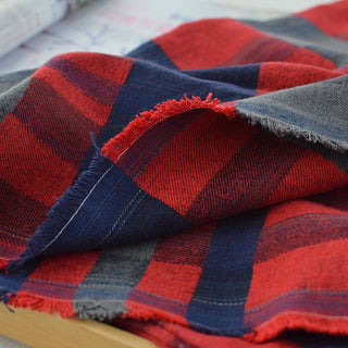British Designer Plaid Red Non-Stretch Peached Cotton Flannel DS296139