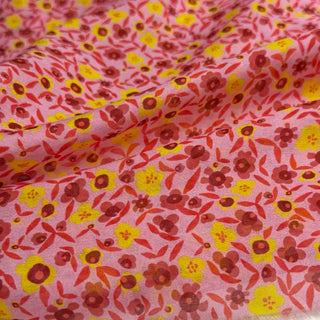 Japanese Fashion Designer Floral Pink Non-Stretch Mulberry Silk Cotton Blended Plain Woven DS29614 -16 Momme