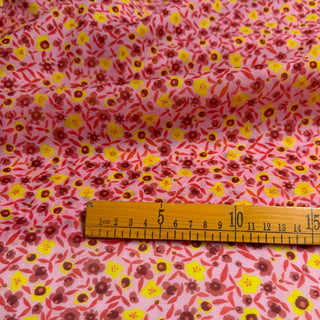 Japanese Fashion Designer Floral Pink Non-Stretch Mulberry Silk Cotton Blended Plain Woven DS29614 -16 Momme