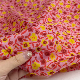 Japanese Fashion Designer Floral Pink Non-Stretch Mulberry Silk Cotton Blended Plain Woven DS29614 -16 Momme