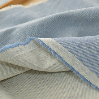 Japanese Designer Solid Blue Non-Stretch Pre-Shrunk Cotton Linen Blended Denim Twill DS296145