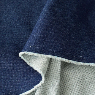 Japanese Designer Solid Blue Stretch Washed / Terry-Look Backing Cotton Elastane Blended Denim DS296146