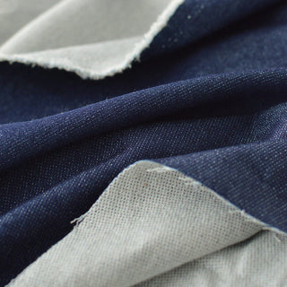 Japanese Designer Solid Blue Stretch Washed / Terry-Look Backing Cotton Elastane Blended Denim DS296146