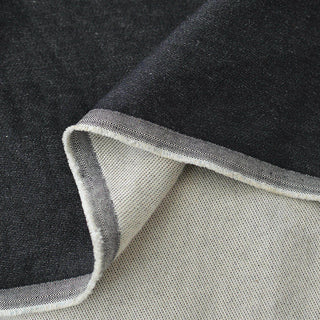 Japanese Designer Solid Black Stretch Washed / Terry-Look Backing Cotton Elastane Blended Denim DS296147