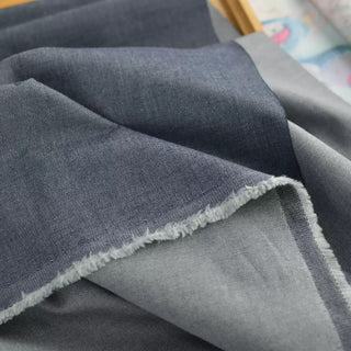 Japanese Designer Solid Blue Stretch Cotton Elastane Blended Denim Twill DS296148