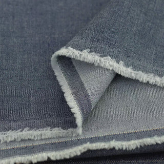 Japanese Designer Solid Blue Stretch Cotton Elastane Blended Denim Twill DS296148