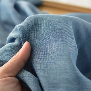Japanese Designer Solid Blue Non-Stretch Cotton Double Gauze DS296149