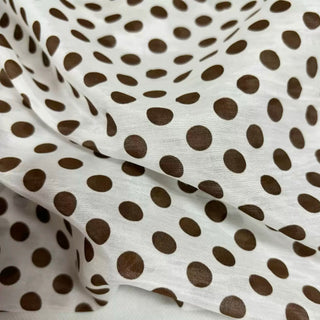 Japanese Fashion Designer Polka Dot Brown Non-Stretch Mulberry Silk Cotton Blended Plain Woven DS29615 -16 Momme