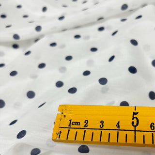 Japanese Fashion Designer Polka Dot White Non-Stretch Mulberry Silk Cotton Blended Plain Woven DS29616 -14 Momme