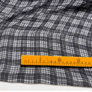 Italian Fashion Designer Plaid Black Non-Stretch Mulberry Silk Georgette DS29621 -10 Momme