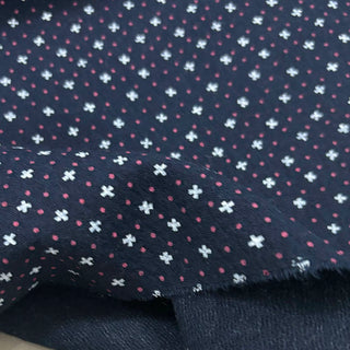 Japanese Fashion Designer Floral Blue Non-Stretch Cotton Double Gauze DS29624