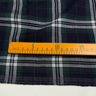 Japanese Fashion Designer Plaid Green Non-Stretch Double Faced Cotton Double Gauze DS29632